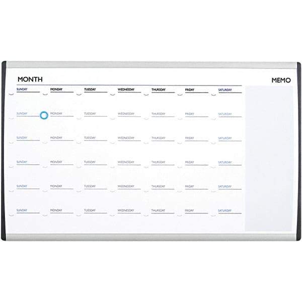 Quartet - 18" High x 30" Wide Magnetic Dry Erase Calendar - Steel, Includes Mounting Kit - Eagle Tool & Supply