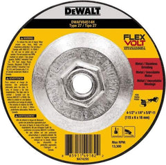 DeWALT - 4-1/2" Wheel Diam, 1/4" Wheel Thickness, 7/8" Arbor Hole, Type 27 Depressed Center Wheel - Fine/Coarse Grade, Ceramic, 13,300 Max RPM - Eagle Tool & Supply