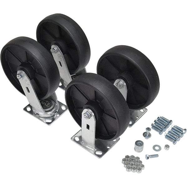 Vestil - 8" Diam x 2" Wide, Glass Filled Nylon (2) Rigid (2) Swivel Caster - 5,000 Lb Capacity, Top Plate Mount, 4" x 4-1/2" Plate - Eagle Tool & Supply