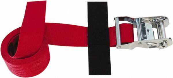 Snap-Loc - 8' Long x 2" Wide, 4,400 Lb Basket Capacity, Polyester & Steel Web Sling - Red, with Ratchet Tie Down - Eagle Tool & Supply