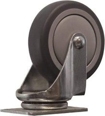 Snap-Loc - 4" Diam x 1" Wide x 5" OAH Top Plate Mount Swivel Caster - Polyurethane, 375 Lb Capacity, Ball Bearing, 1-3/4 X 2-7/8" Plate, Round Stem - Eagle Tool & Supply
