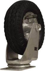 Snap-Loc - 6" Diam x 1-1/4" Wide x 7-1/2" OAH Top Plate Mount Swivel Caster - Rubber, 375 Lb Capacity, Ball Bearing, 1-3/4 X 2-7/8" Plate, Round Stem - Eagle Tool & Supply
