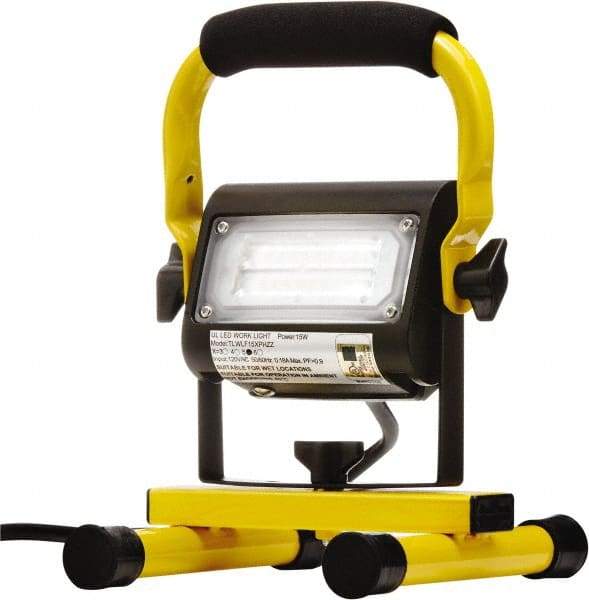 Probuilt Lighting - 120 Volt, 15 Watt, Electric, LED Portable Floor Work Light - 1,524mm Cord, 1 Head, Aluminum, 9" Long x 7" Wide x 6" High - Eagle Tool & Supply