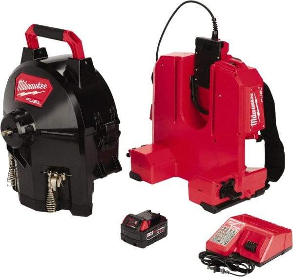 Milwaukee Tool - 18V Battery Battery Drain Cleaning Machine - For 1-1/4" to 4" Pipe, 50' Cable - Eagle Tool & Supply