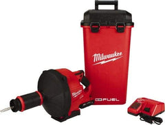 Milwaukee Tool - 18V Battery Battery Drain Cleaning Machine - For 3" Pipe, 35' Cable, 500 Max RPM - Eagle Tool & Supply