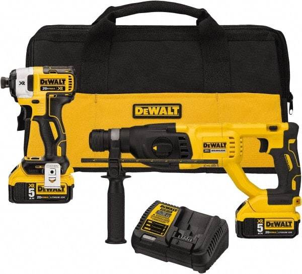 DeWALT - 20 Volt Cordless Tool Combination Kit - Includes 1/4" Brushless Impact Driver & SDS Plus Brushless Rotary Hammer, Lithium-Ion Battery Included - Eagle Tool & Supply