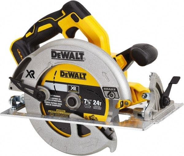 DeWALT - 20 Volt, 7-1/4" Blade, Cordless Circular Saw - 4,000 RPM, Lithium-Ion Batteries Not Included - Eagle Tool & Supply