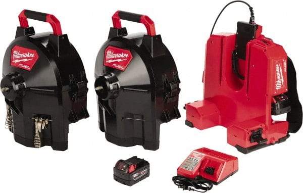 Milwaukee Tool - 18V Battery Battery Drain Cleaning Machine - For 1-1/4" to 4" Pipe, 50' Cable - Eagle Tool & Supply