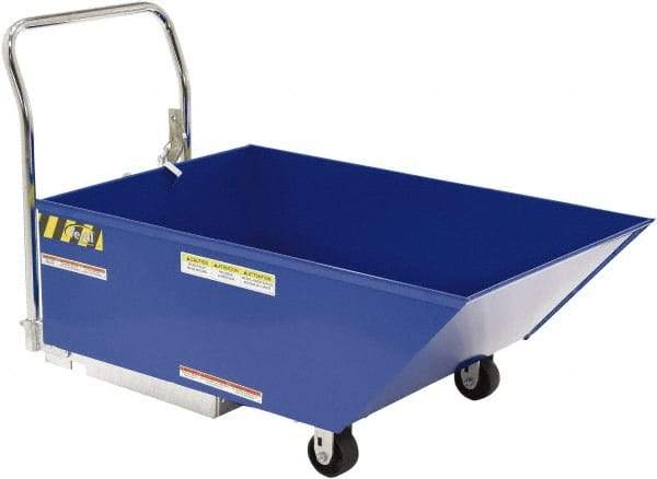 Vestil - 206 Lb Load Capacity, 1/3 Cu Yd, Steel Low Profile - 29-13/16" Wide x 54" Long x 33-5/8" High, Blue - Eagle Tool & Supply