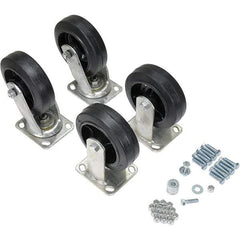 Vestil - 6" Diam x 2" Wide, Mold on Rubber (2) Rigid (2) Swivel Caster - 2,400 Lb Capacity, Top Plate Mount, 4" x 4-1/2" Plate - Eagle Tool & Supply
