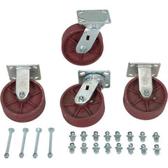 Vestil - 6" Diam x 2" Wide, Semi-Steel (2) Rigid (2) Swivel Caster - 8,000 Lb Capacity, Top Plate Mount, 4" x 4-1/2" Plate - Eagle Tool & Supply
