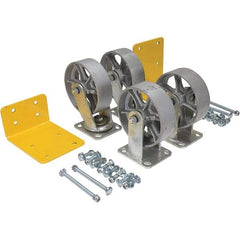 Vestil - 6" Diam x 2" Wide, Semi-Steel (2) Rigid (2) Swivel Caster - 4,800 Lb Capacity, Top Plate Mount, 4" x 4-1/2" Plate - Eagle Tool & Supply