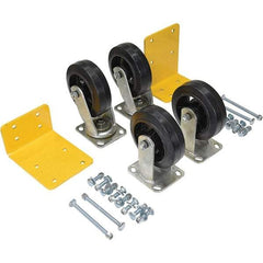 Vestil - 6" Diam x 2" Wide, Mold on Rubber (2) Rigid (2) Swivel Caster - 2,400 Lb Capacity, Top Plate Mount, 4" x 4-1/2" Plate - Eagle Tool & Supply