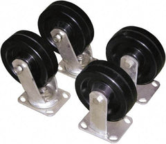 Vestil - 6" Diam x 2" Wide, Glass Filled Nylon (2) Rigid (2) Swivel Caster - 4,800 Lb Capacity, Top Plate Mount, 4" x 4-1/2" Plate - Eagle Tool & Supply
