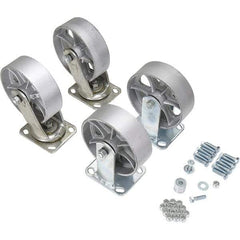 Vestil - 6" Diam x 2" Wide, Semi-Steel (2) Rigid (2) Swivel Caster - 4,800 Lb Capacity, Top Plate Mount, 4" x 4-1/2" Plate - Eagle Tool & Supply