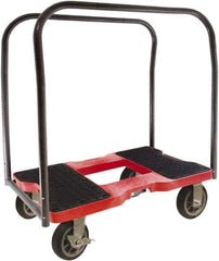 Snap-Loc - 1,500 Lb Capacity Steel Panel Cart - Polyethylene/Polypropylene Plastic Deck, 20-1/2" OAW, 32" Platform Length x 9-1/2" Platform Height, Rubber Casters - Eagle Tool & Supply