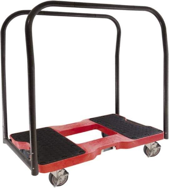 Snap-Loc - 1,500 Lb Capacity Steel Panel Cart - Polyethylene/Polypropylene Plastic Deck, 20-1/2" OAW, 32" Platform Length x 7" Platform Height, Polyurethane Casters - Eagle Tool & Supply