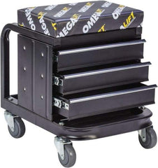 Omega Lift Equipment - 450 Lb Capacity, 4 Wheel Creeper Seat with Drawers - Steel, 18-1/4" Long x 18-7/8" High x 14" Wide - Eagle Tool & Supply