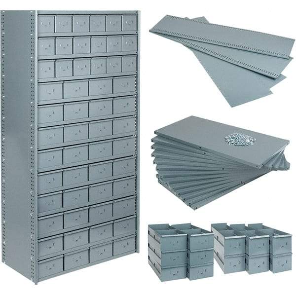 Value Collection - 35.8" Wide, 1 High, Open Shelving Accessory/Component - 21 Gauge Steel, Powder Coat Finish, Use with Bins/Totes - Eagle Tool & Supply