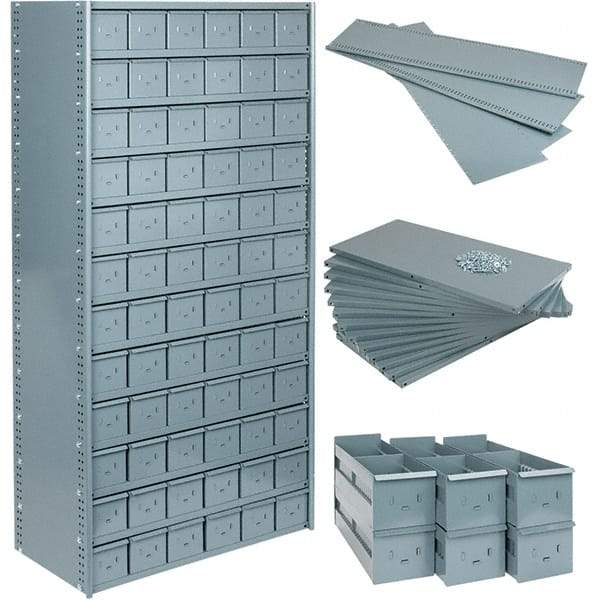 Value Collection - 35.8" Wide, 1 High, Open Shelving Accessory/Component - 21 Gauge Steel, Powder Coat Finish, Use with Bins/Totes - Eagle Tool & Supply