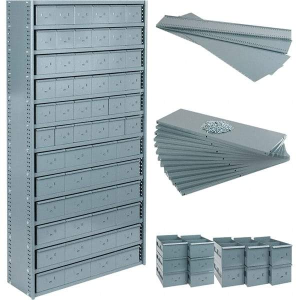 Value Collection - 35.8" Wide, 1 High, Open Shelving Accessory/Component - 21 Gauge Steel, Powder Coat Finish, Use with Bins/Totes - Eagle Tool & Supply