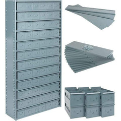 Value Collection - 35.8" Wide, 1 High, Open Shelving Accessory/Component - 21 Gauge Steel, Powder Coat Finish, Use with Bins/Totes - Eagle Tool & Supply