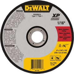 DeWALT - 6" Ceramic Cutoff Wheel - 0.04" Thick, 7/8" Arbor, 10,100 Max RPM, Use with Angle Grinders - Eagle Tool & Supply