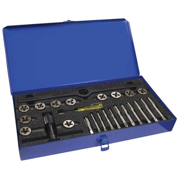 Greenfield Threading - Tap & Die Sets Minimum Tap Thread Size (Inch): 1/4-20 Maximum Tap Thread Size (Inch): 1/2-20 - Eagle Tool & Supply