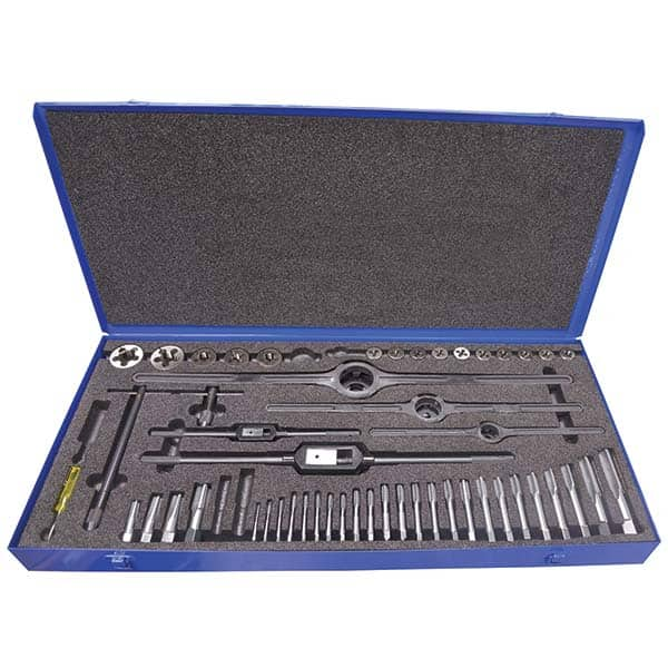 Greenfield Threading - Tap & Die Sets Minimum Tap Thread Size (Inch): #4-40 Maximum Tap Thread Size (Inch): 5/16-18 - Eagle Tool & Supply