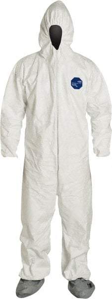 Dupont - Size XL Film Laminate General Purpose Coveralls - White, Zipper Closure, Elastic Cuffs, Elastic Ankles, Serged Seams - Eagle Tool & Supply