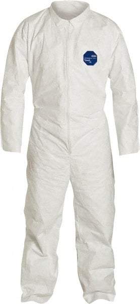 Dupont - Size M Film Laminate General Purpose Coveralls - White, Zipper Closure - Eagle Tool & Supply