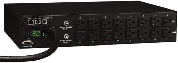 Tripp-Lite - 16 Outlets, 120 VAC30 Amps, 12' Cord, Power Outlet Strip - Rack Mount, 5-15/20R NEMA Configuration, 19" Strip - Eagle Tool & Supply