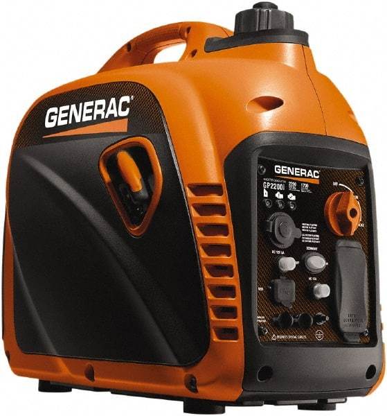 Generac Power - 7 hr Half Load Time, 1 kW, Pull Start, Gasoline Portable Power Generator - 1.2 Gal Tank, 19.7" Long x 11.4" Wide x 17.9" Deep, 80 cc Engine - Eagle Tool & Supply
