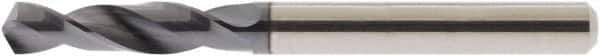 Accupro - 19/64" 118° Spiral Flute Solid Carbide Screw Machine Drill Bit - AlTiN Finish, Right Hand Cut, 37mm Flute Length, 79mm OAL, Straight Shank - Eagle Tool & Supply