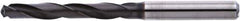 Accupro - 1/4" 135° Solid Carbide Jobber Drill - AlTiN Finish, Right Hand Cut, Spiral Flute, Straight Shank, 82mm OAL - Eagle Tool & Supply