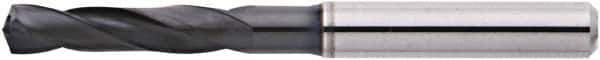Accupro - 3/8" 135° Spiral Flute Solid Carbide Screw Machine Drill Bit - AlTiN Finish, Right Hand Cut, 46mm Flute Length, 89mm OAL, Straight Shank, Through Coolant - Eagle Tool & Supply