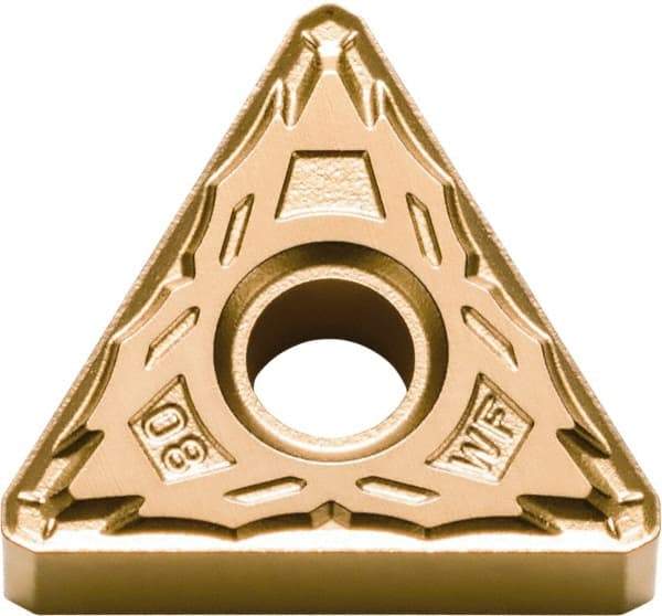 Kyocera - TNMX332 WF Grade PV720 Cermet Turning Insert - Megacoat Nano Finish, 60° Triangle, 3/8" Inscr Circle, 3/16" Thick, 1/32" Corner Radius - Eagle Tool & Supply