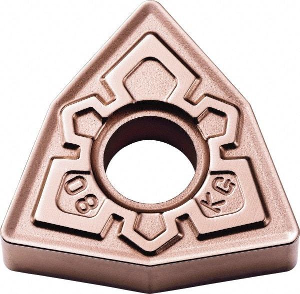 Kyocera - WNMG432 KG Grade CA315 Carbide Turning Insert - TiCN/Al2O3 Finish, 80° Trigon, 1/2" Inscr Circle, 3/16" Thick, 1/32" Corner Radius - Eagle Tool & Supply