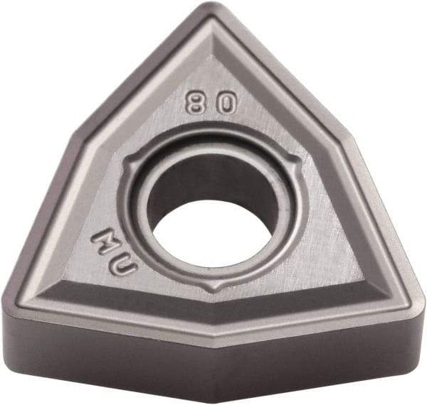 Kyocera - WNMG431 MU Grade PR015S Carbide Turning Insert - Megacoat Hard Finish, 80° Trigon, 1/2" Inscr Circle, 3/16" Thick, 1/64" Corner Radius - Eagle Tool & Supply
