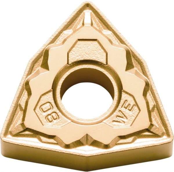 Kyocera - WNMG433 WE Grade CA530 Carbide Turning Insert - TiCN/AI2O3/TiN Finish, 80° Trigon, 1/2" Inscr Circle, 3/16" Thick, 3/64" Corner Radius - Eagle Tool & Supply
