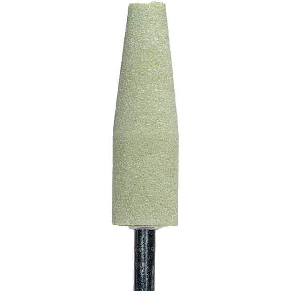 Norton - 2-1/2" Head Diam x 3/4" Thickness, A1, Cone End, Ceramic Mounted Point - Green, Extra Coarse Grade, 36 Grit, 19,800 RPM - Eagle Tool & Supply