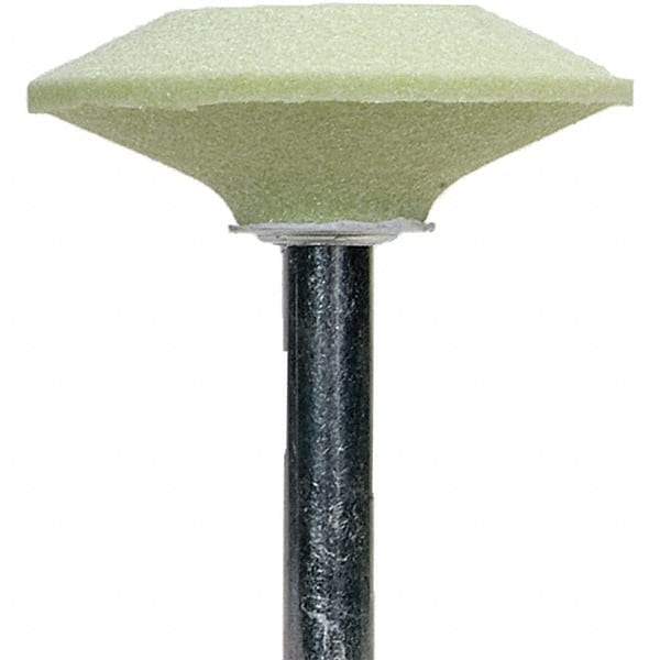 Norton - 5/8" Head Diam x 1-7/8" Thickness, A36, Wheel Tapered Edge End, Ceramic Mounted Point - Green, Extra Coarse Grade, 36 Grit, 23,520 RPM - Eagle Tool & Supply