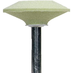 Norton - 5/8" Head Diam x 1-7/8" Thickness, A36, Wheel Tapered Edge End, Ceramic Mounted Point - Green, Extra Coarse Grade, 36 Grit, 23,520 RPM - Eagle Tool & Supply