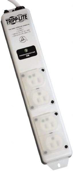 Tripp-Lite - 4 Outlets, 120 VAC15 Amps, 15' Cord, Power Outlet Strip - Floor, Keyhole Mount, 5-15 NEMA Configuration, 2-1/2" Strip - Eagle Tool & Supply
