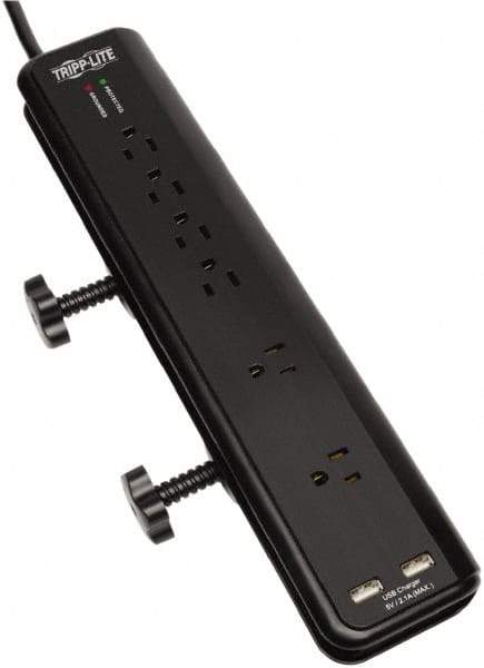 Tripp-Lite - 6 Outlets, 120 VAC15 Amps, 6' Cord, Power Outlet Strip - Floor, Keyhole Mount, 5-15 NEMA Configuration, 2-1/2" Strip - Eagle Tool & Supply