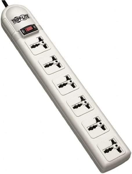 Tripp-Lite - 6 Outlets, 120 VAC10 Amps, 4' Cord, Power Outlet Strip - Floor, Keyhole Mount, British NEMA Configuration, 2-1/2" Strip - Eagle Tool & Supply