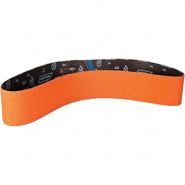 Norton - 2" Wide x 48" OAL, 100 Grit, Ceramic Abrasive Belt - Ceramic, Coated, Y Weighted Cloth Backing - Eagle Tool & Supply