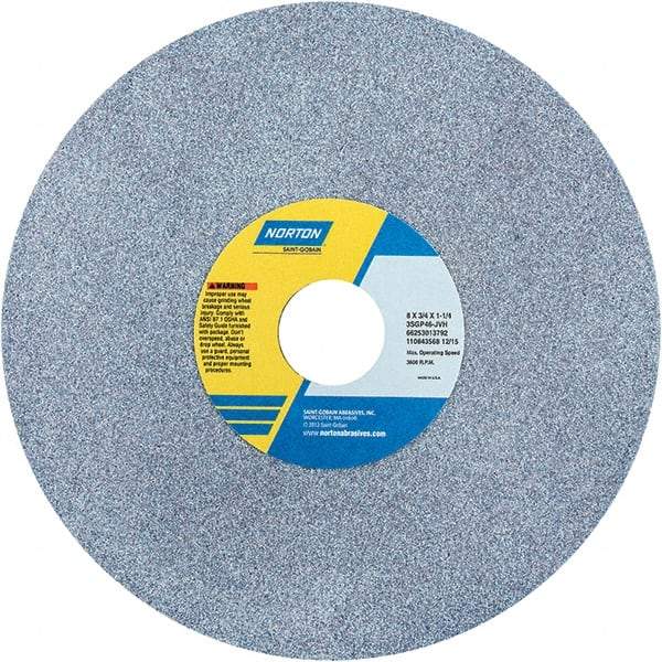 Norton - 8" Diam x 1-1/4" Hole x 3/4" Thick, J Hardness, 46 Grit Surface Grinding Wheel - Ceramic, Type 1, Coarse Grade, 3,600 Max RPM - Eagle Tool & Supply