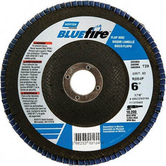 Norton - 24 Grit, 6" Disc Diam, 7/8" Center Hole, Type 29 Zirconia Alumina Flap Disc - 10,200 Max RPM, Fiberglass Backing, Arbor Attaching System, Coated - Eagle Tool & Supply