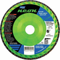 Norton - 40 Grit, 6" Disc Diam, 7/8" Center Hole, Type 27 Zirconia Alumina Flap Disc - 10,200 Max RPM, Polyester Backing, Arbor Attaching System, Coated - Eagle Tool & Supply